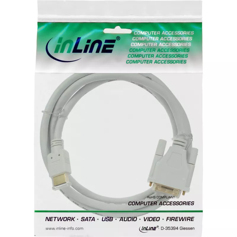 Cavo HDMI-DVI InLine connettore maschio / connettore maschio 18+1 bianco oro 5m