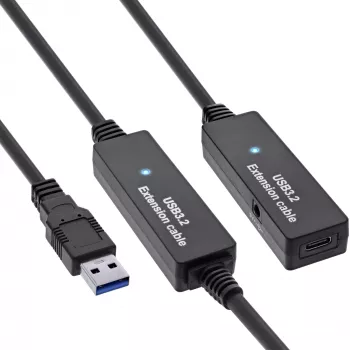 Prolunga attiva USB 3.2 Gen.1 InLine, connettore maschio USB-A su connettore femmina USB-C, 15m