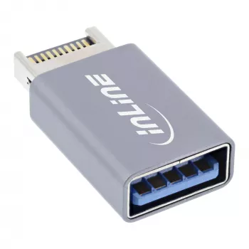 Adattatore USB 3.2 InLine, connettore maschio USB-E frontpanel interno su connettore femmina USB-A