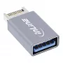 Adattatore USB 3.2 InLine, connettore maschio USB-E frontpanel interno su connettore femmina USB-A