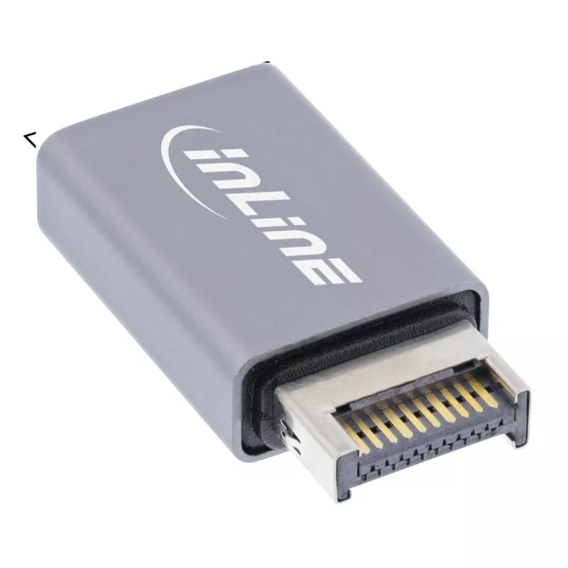 Adattatore USB 3.2 InLine, connettore maschio USB-E frontpanel interno su connettore femmina USB-A