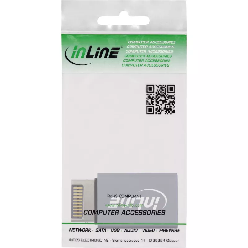 Adattatore USB 3.2 InLine, connettore maschio USB-E frontpanel interno su connettore femmina USB-A