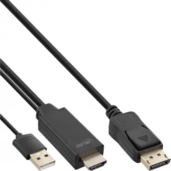 Cavo convertitore HDMI-DisplayPort InLine, 4K, nero/oro, 0,5 m