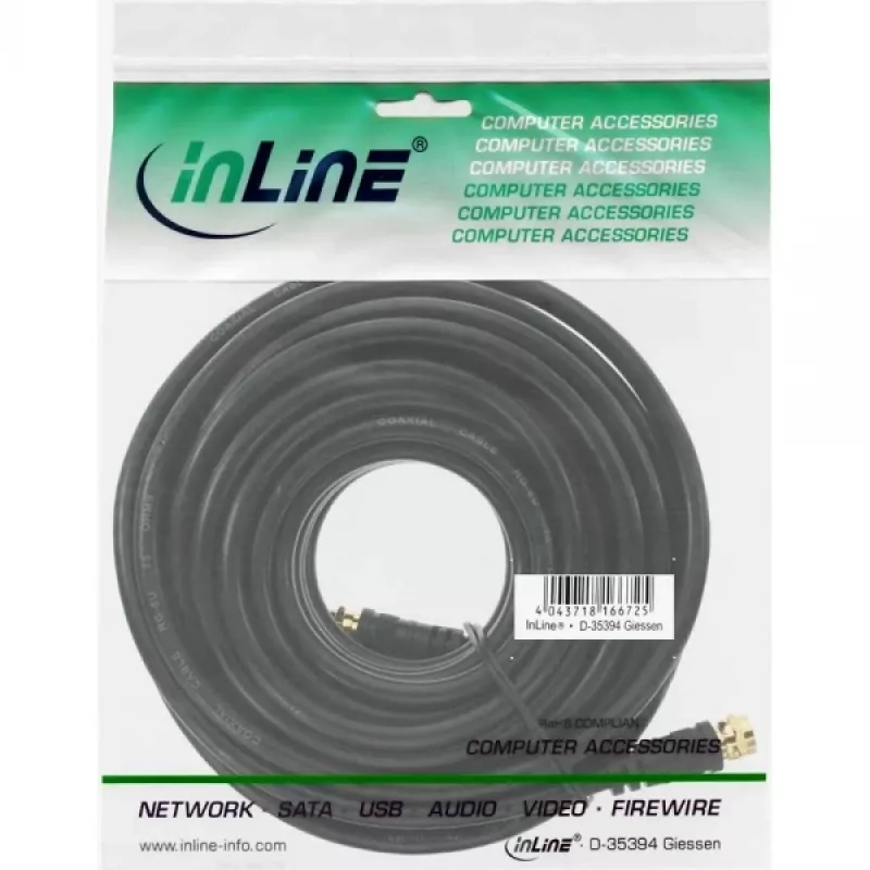Cavo SAT Premium InLine 69315P 15m doppio schermato 2x connettore maschio F nero
