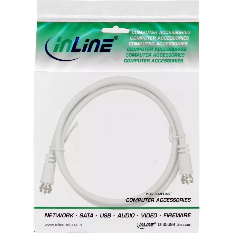 Cavo SAT InLine 2x schermato Ultra-Low-Loss 2x connettore maschio F >75 dB bianco 7 m