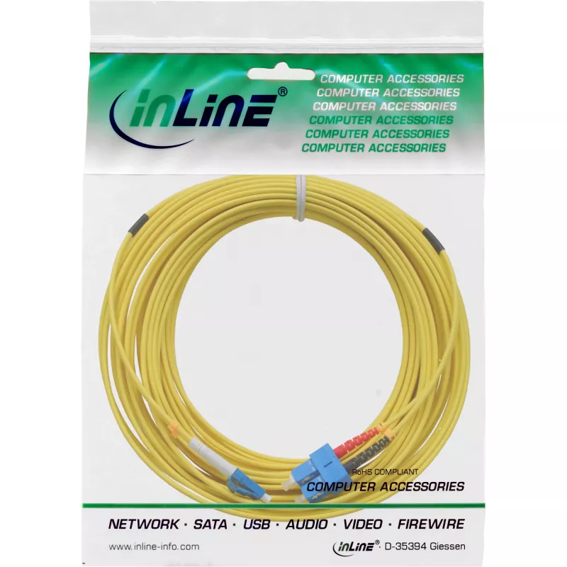 Cavo in fibra ottica duplex InLine LC/SC 9/125µm OS2 1m