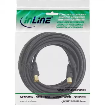 Cavo per antenna InLine 2x schermato >85dB nero 5m