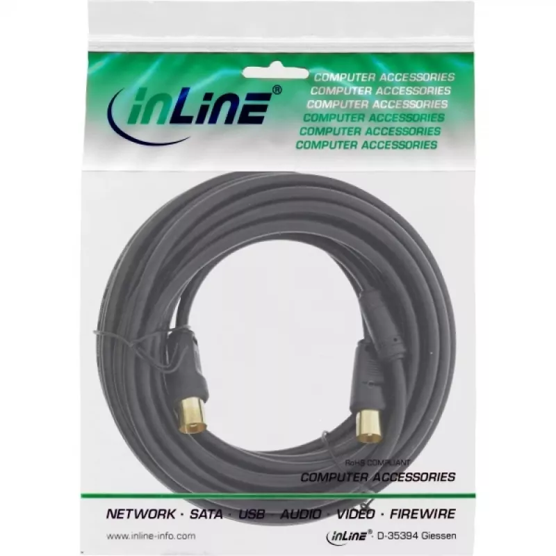Cavo per antenna InLine 2x schermato >85dB nero 5m
