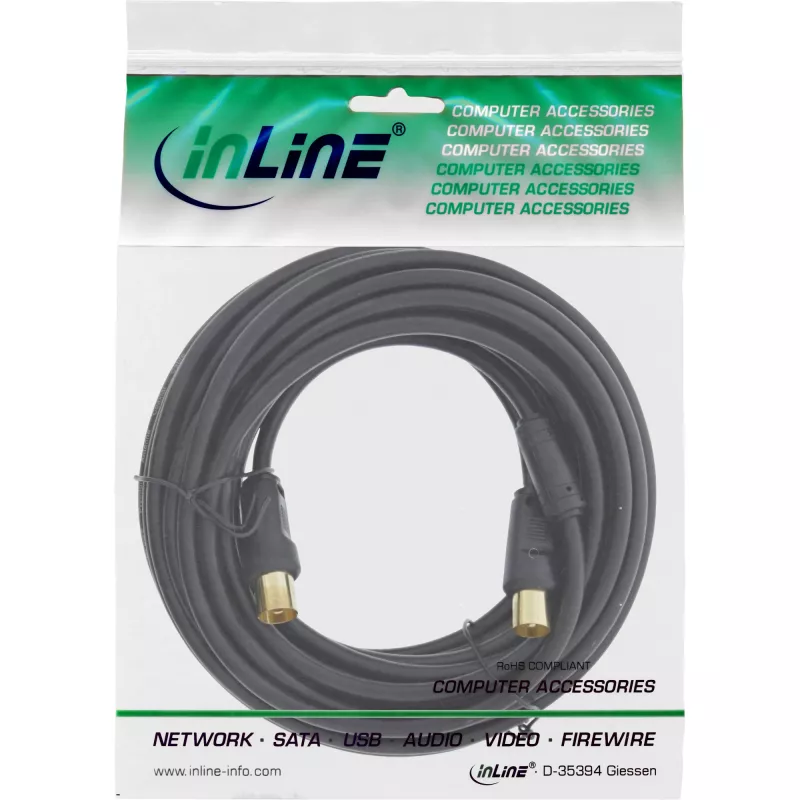 Cavo per antenna InLine 2x schermato >85 dB nero 1 m
