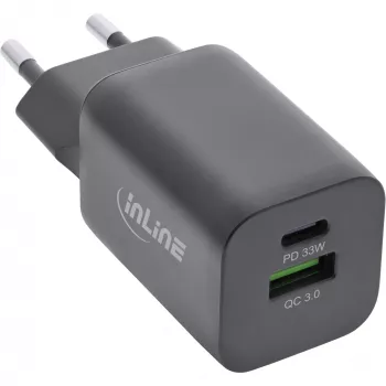 Alimentatore USB InLine caricabatterie USB-A + USB Type-C 33W PD + QC