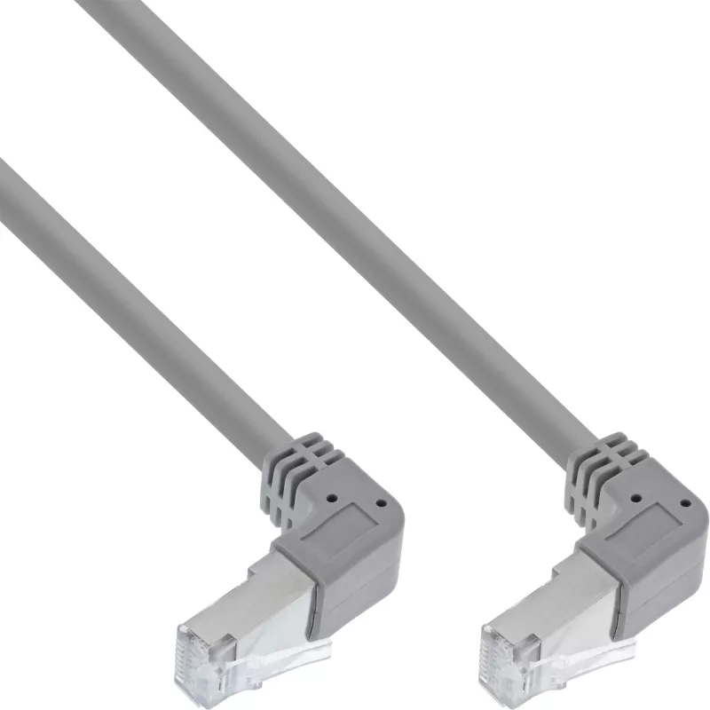 Cavo patch InLine angolato alto/basso S/FTP (PiMf) Cat.6 PVC rame grigio 2,67m