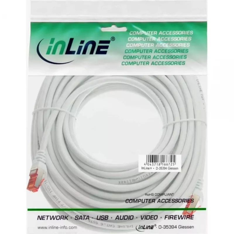 Cavo patch InLine S/FTP PiMF Cat.6 250MHz PVC rame bianco 15m