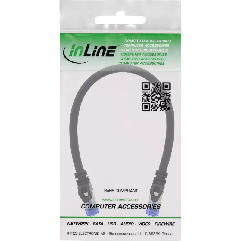Cavo patch InLine corazzato U/FTP Cat.6A nero 0,3m