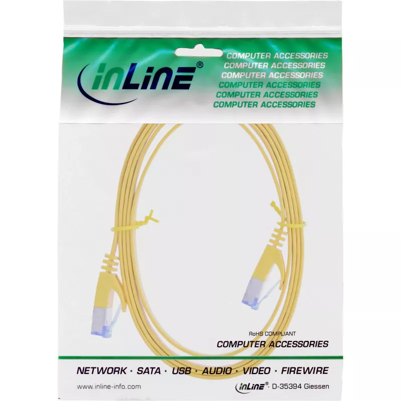 Cavo patch piatto InLine U/FTP Cat.6A giallo 0,5 m