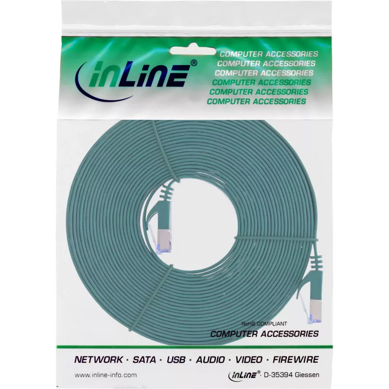 Cavo patch piatto InLine U/FTP Cat.6A verde 7m