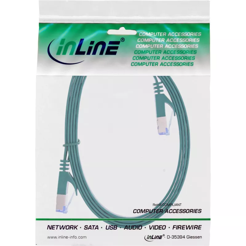 Cavo patch piatto InLine U/FTP Cat.6A verde 0,5 m
