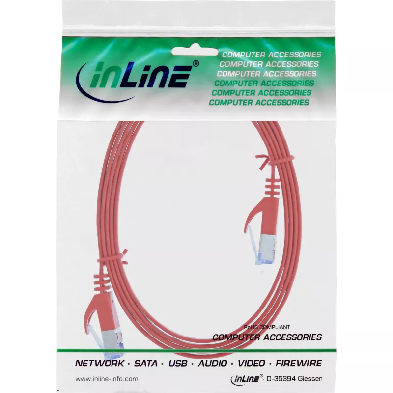 InLine cavo patch piatto, U/FTP, Cat.6A, rosso, 2m