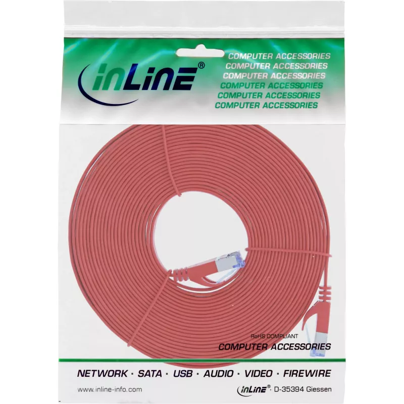 InLine cavo patch piatto, U/FTP, Cat.6A, rosso, 7 m