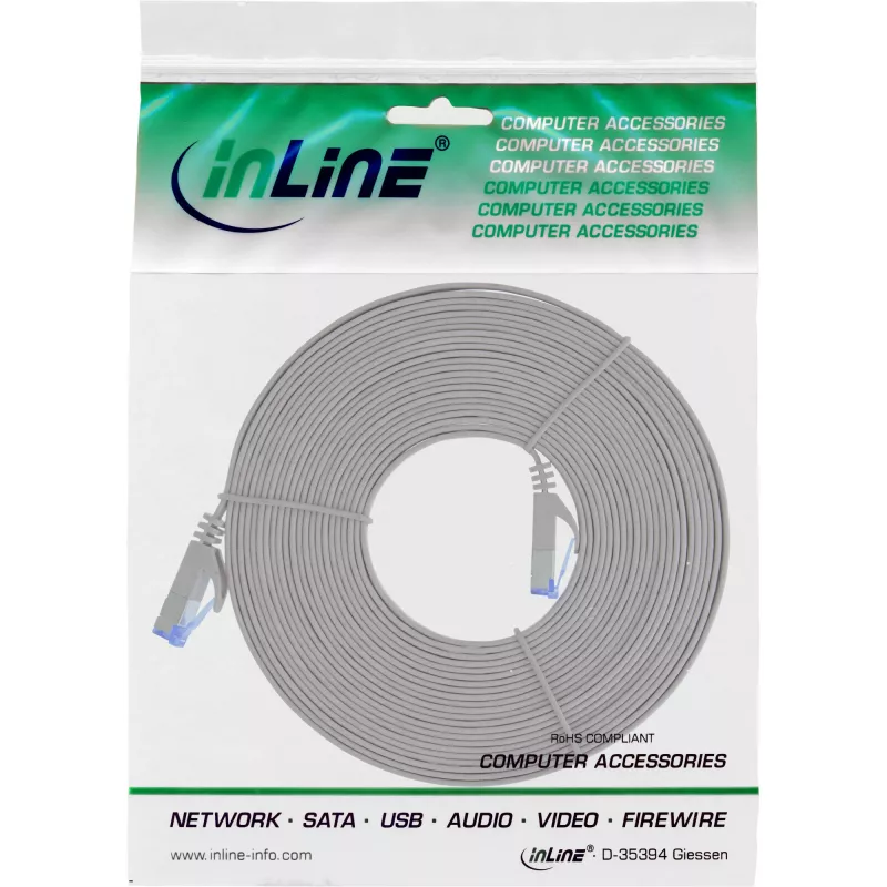 InLine cavo patch piatto, U/FTP, Cat.6A, grigio, 7m