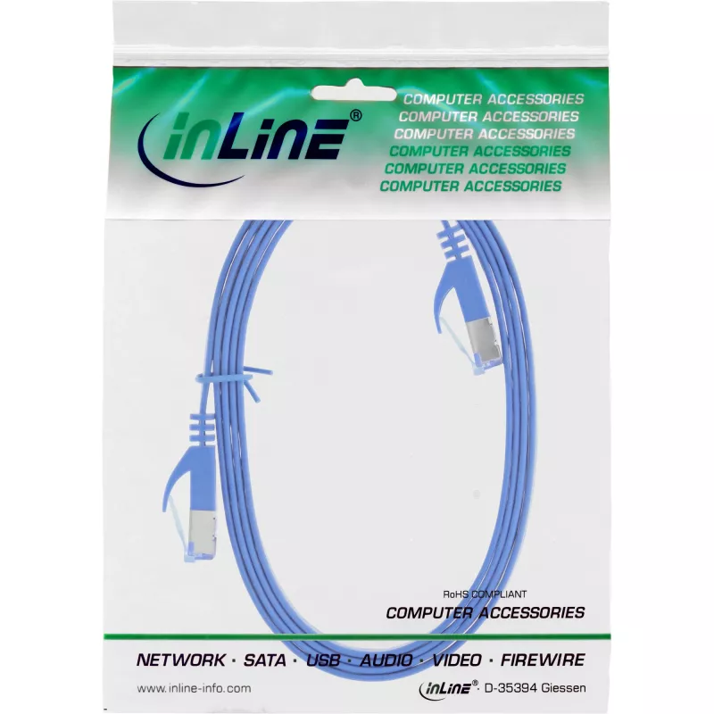 InLine cavo patch piatto, U/FTP, Cat.6A, blu, 1,5 m