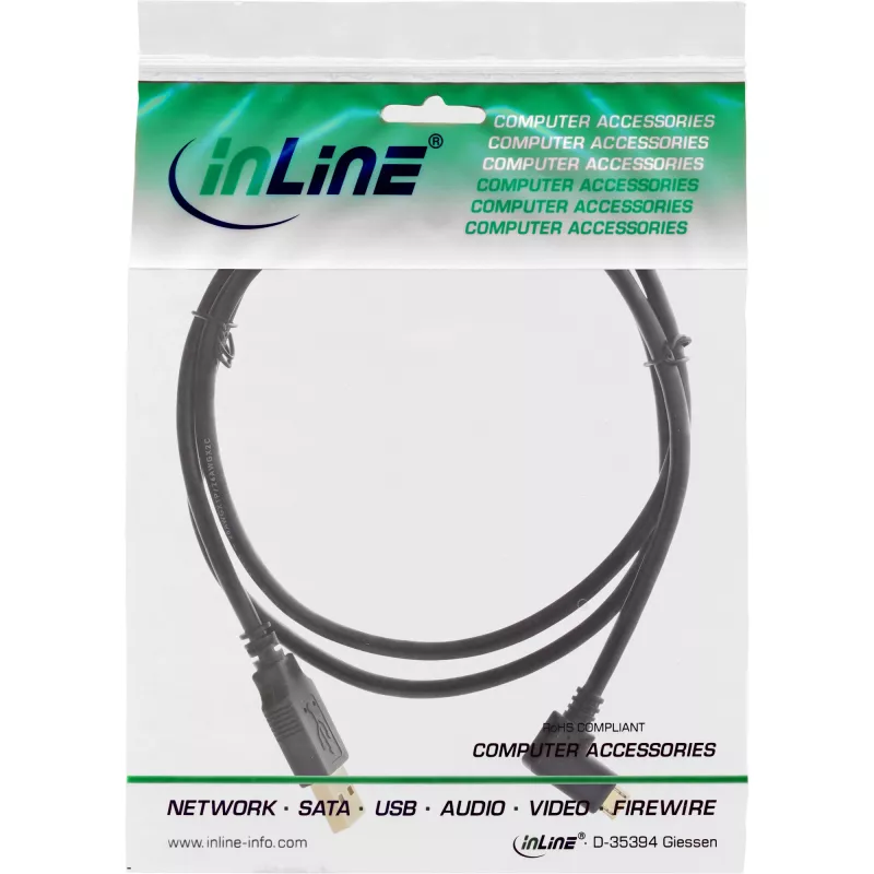 InLine cavo Micro-USB 2.0 USB Type-A maschio / Micro-B maschio, angolare, nero, 1,5 m