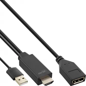 InLine cavo convertitore HDMI maschio a DisplayPort femmina, 4K, nero/oro, 0,3 m