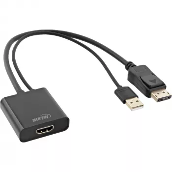 InLine cavo convertitore HDMI F a DisplayPort M, 4K, nero/oro, 0,3m