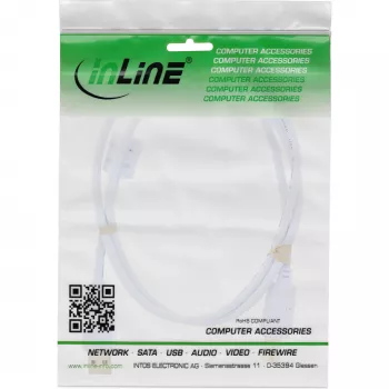 InLine cavo USB 2.0, Type-A maschio / B maschio, placcato oro, con ferrite, bianco, 1 m
