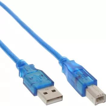 InLine cavo USB 2.0 Type-A maschio / Type-B blu trasparente 3m