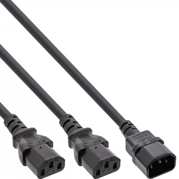 Cavo Y di alimentazione InLine spina Schuko 1x IEC-C14 a 2x IEC-C13 1,8 m