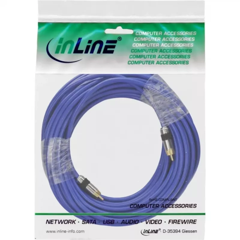 Cavo audio RCA InLine Premium 1x RCA connettore maschio / connettore maschio placcato oro 15 m