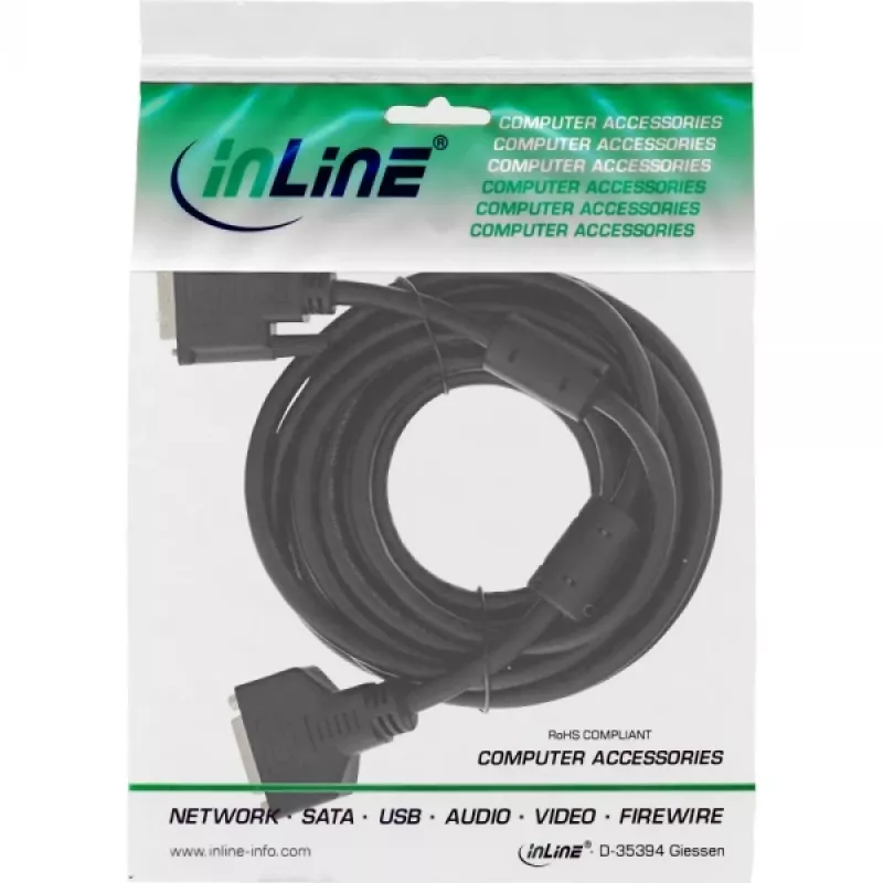 Cavo DVI-D InLine 24+1 M/F, Dual Link, 2 nuclei in ferrite, 2 m