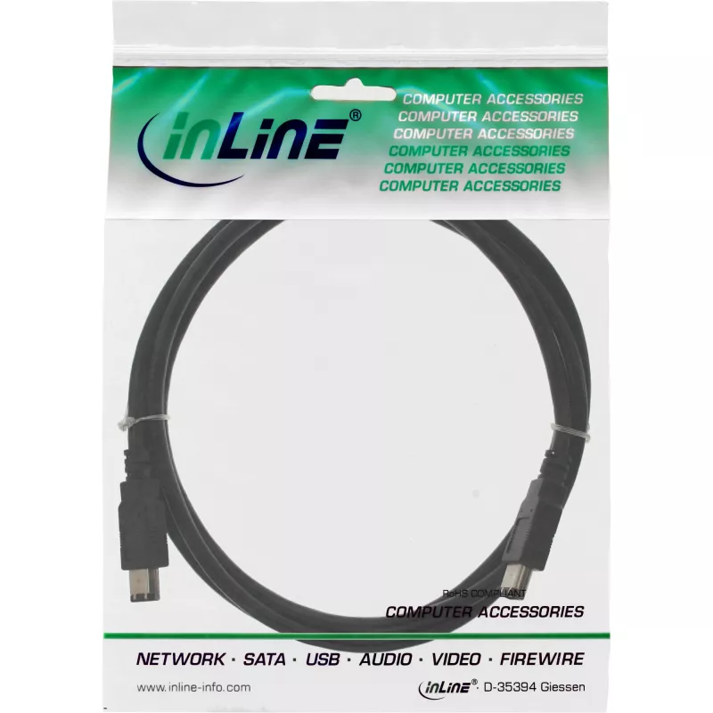 Cavo FireWire 400 1394 InLine 6 pin connettore maschio / connettore maschio 0,5 m