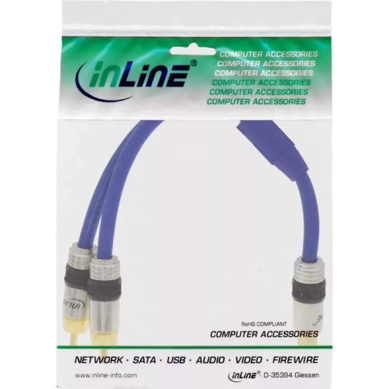 Cavo Y RCA InLine Premium 1x RCA femmina / 2x RCA maschio placcato oro 0,25 m