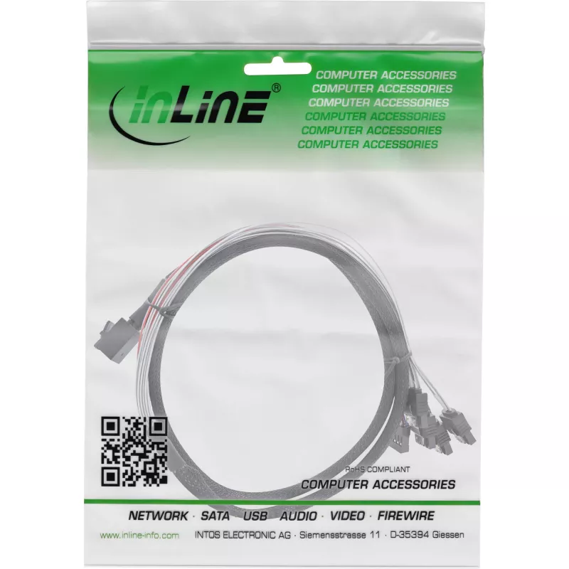Cavo Mini SAS HD InLine SFF-8643 a 4x SATA + Sideband 0,5 m