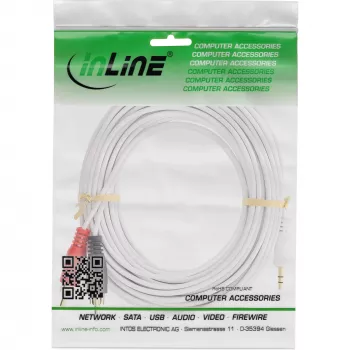 InLine cavo 2x RCA connettore maschio / connettore maschio 3,5 mm bianco/oro 7,5 m