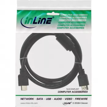 Cavo HDMI High Speed connettore maschio + ferrite nero 1,5 m InLine 17611