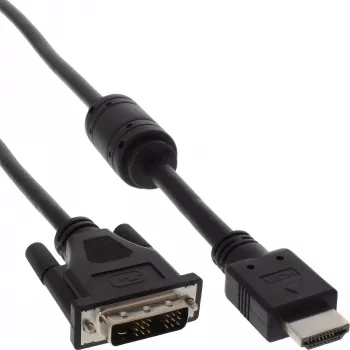 InLine cavo HDMI-DVI connettore maschio 19 pin / connettore maschio 18+1 + nucleo in ferrite nero 1m