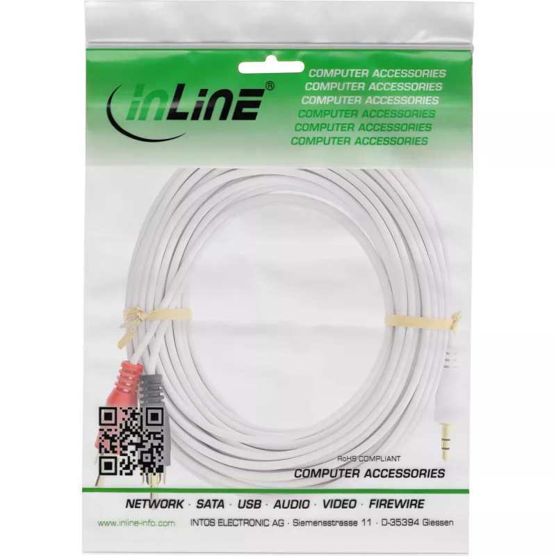 InLine cavo audio 2x connettore maschio RCA / connettore jack 3,5 mm bianco/oro 1,5 m