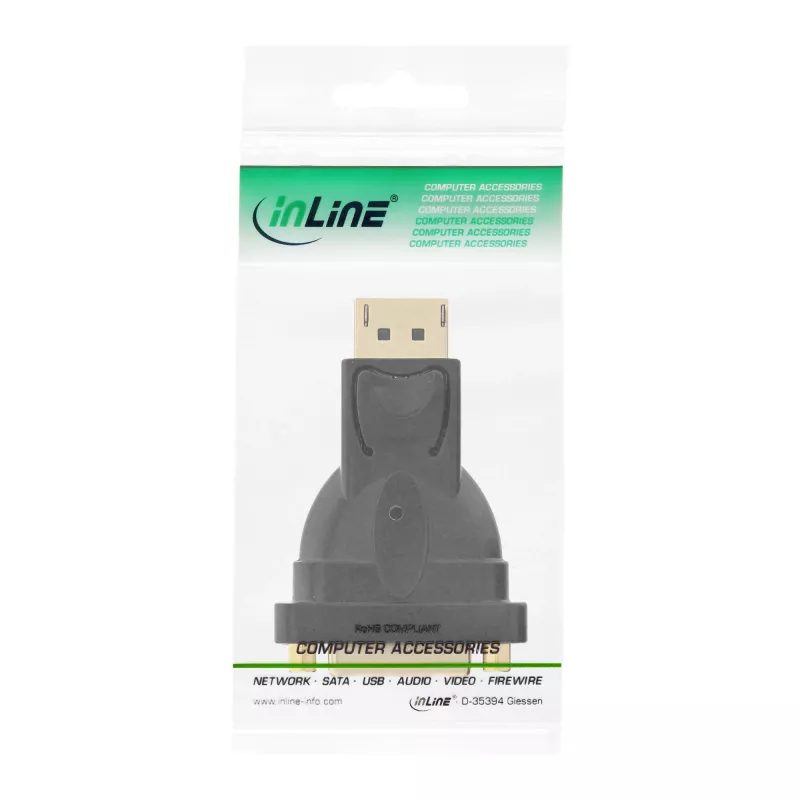 InLine adattatore DisplayPort connettore maschio DisplayPort su connettore femmina DVI-D 24+1 nero