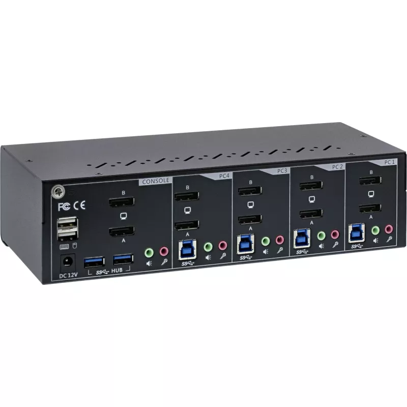 KVM Desktop Switch InLine 63654I 4 porte dual monitor DP 1.2 4K USB 3.0 audio