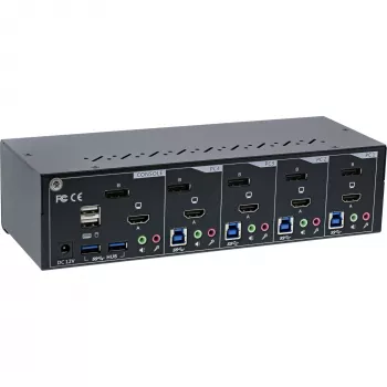 KVM Desktop Switch InLine 62644I 4 porte dual monitor DP+HDMI 4K USB 3.0 audio