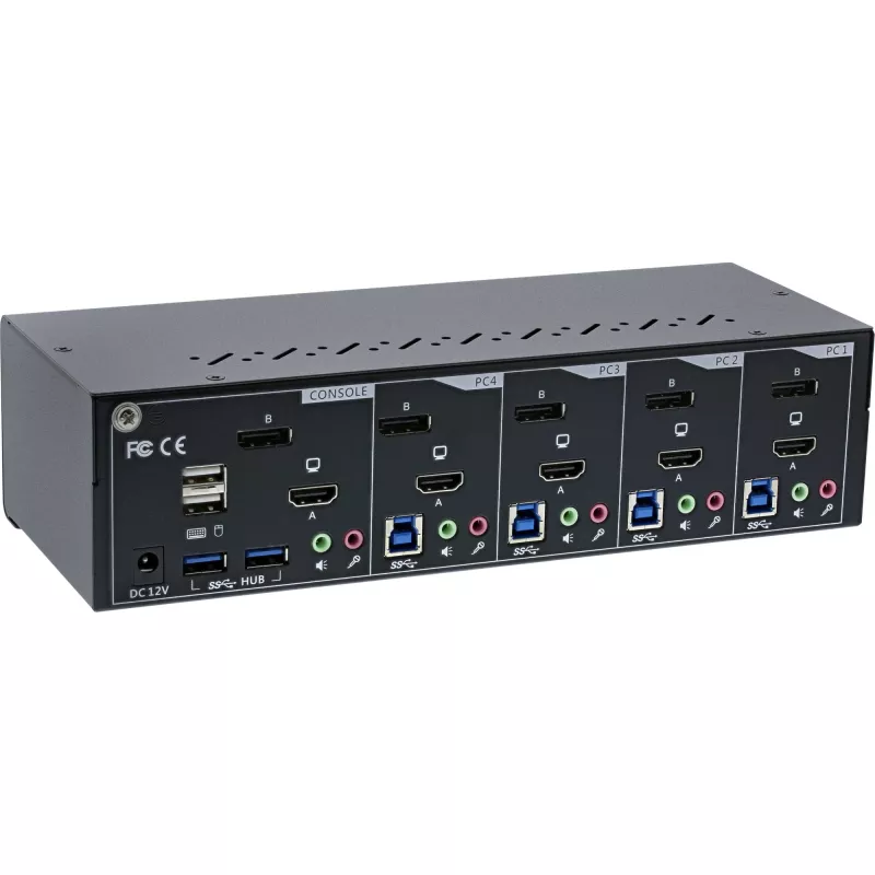 KVM Desktop Switch InLine 62644I 4 porte dual monitor DP+HDMI 4K USB 3.0 audio