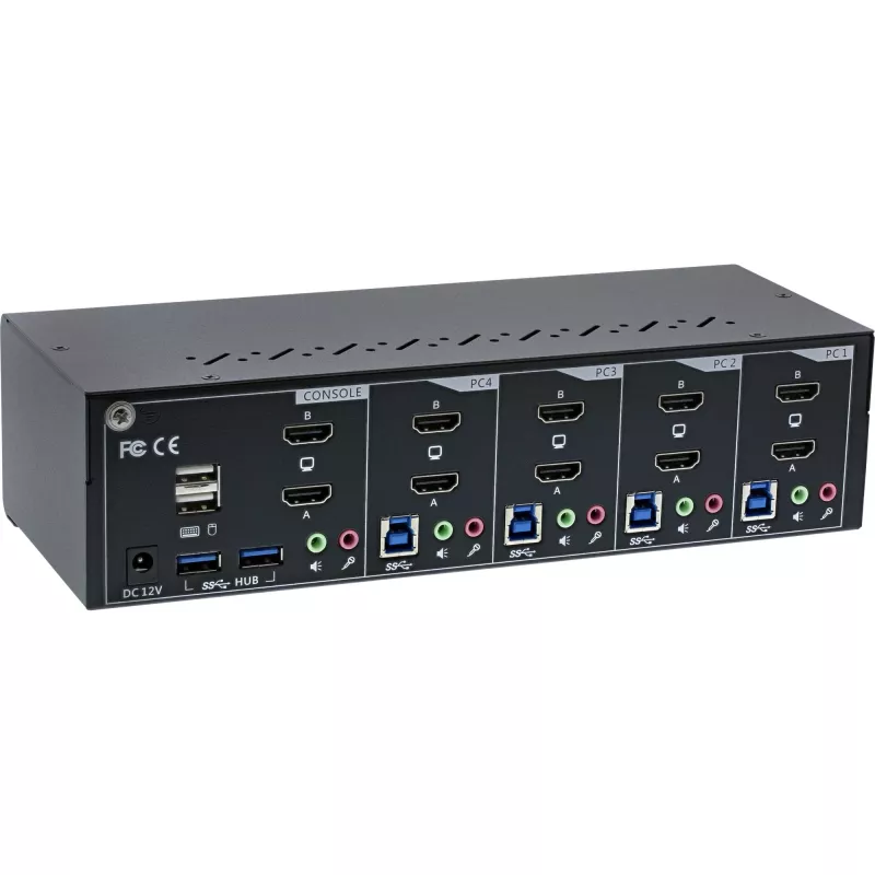 KVM Desktop Switch InLine 62654I 4 porte dual monitor HDMI 4K USB 3.0 audio