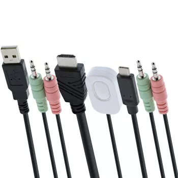 InLine KVM switch, 2 porte, USB-C + HDMI su HDMI, 4K, con audio, cavo integr.