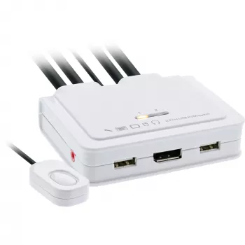 InLine KVM switch, 2 porte, USB-C+DP su DisplayPort, 4K, audio, cavo integr.