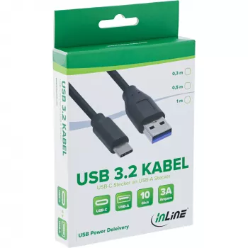 InLine cavo USB 3.2 Gen.1x2, connettore USB-C / connettore USB-A, nero, 0,3 m