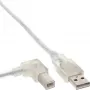 InLine cavo USB 2.0 angolato a sinistra connettore tipo A / connettore B trasparente 0,3m