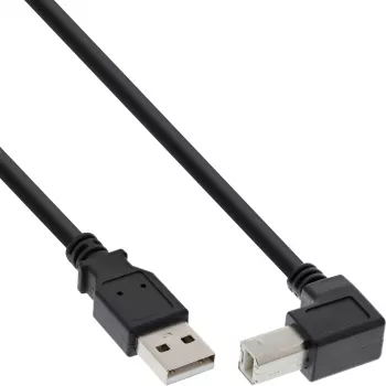 InLine cavo USB 2.0 angolato connettore tipo A / connettore B, nero, 0,3m