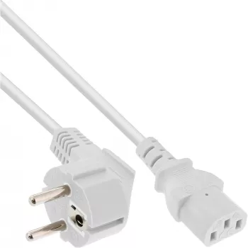 InLine cavo di alimentazione, CEE 7/7 angolato / connettore IEC C13 tripolare, bianco, 0,3 m